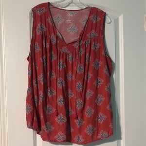St. John's Bay Red Relaxed Tie Front Blouse